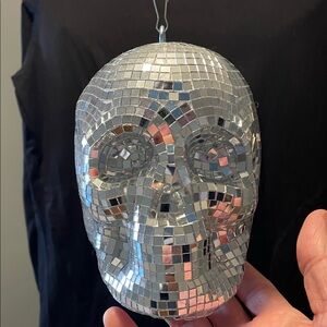 Silver Disco ball Skull Hanging Decor new unused